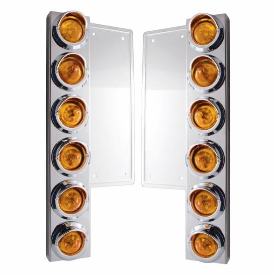 UNITED PACIFIC - UNITED PACIFIC - 33057 - SOPORTE DEL FILTRO DE AIRE DELANTERO FL SS CON 12X 9 LED LUCES Y VISORES DE COLMENA DE 2" - LED ÁMBAR Y LENTES (PAR)