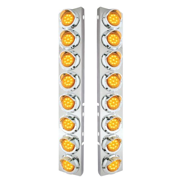 UNITED PACIFIC - UNITED PACIFIC - 33600 - SOPORTE DEL FILTRO DE AIRE DELANTERO DE ACERO INOXIDABLE CON LUCES Y VISORES DE 16X 9 LED DE 2" PARA LED Y LENTES PETERBILT-AMBER