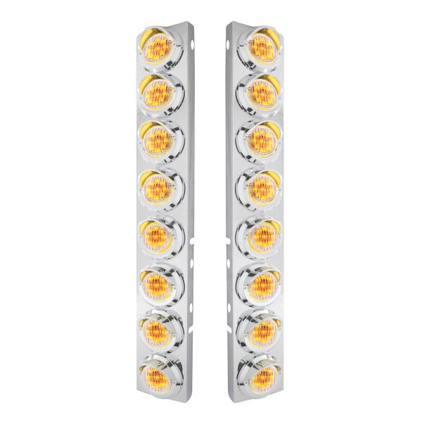 UNITED PACIFIC - UNITED PACIFIC - 33601 - SOPORTE DEL FILTRO DE AIRE DELANTERO DE ACERO INOXIDABLE CON LUCES Y VISORES DE 16X 9 LED DE 2" PARA PETERBILT-AMBER LED/LENTE TRANSPARENTE