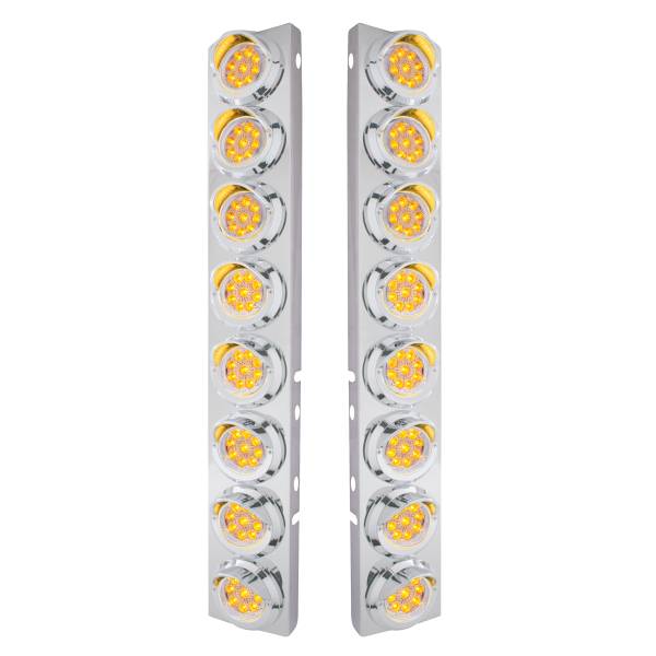 UNITED PACIFIC - UNITED PACIFIC - 33603 - SOPORTE DEL FILTRO DE AIRE DELANTERO DE ACERO INOXIDABLE CON LUCES REFLECTORAS Y VISORES DE 16X 9 LED DE 2" PARA PETERBILT-AMBER LED/LENTE TRANSPARENTE