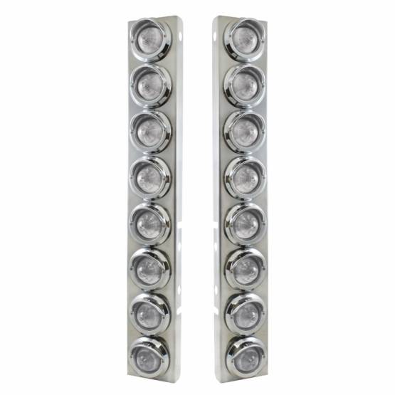 UNITED PACIFIC - UNITED PACIFIC - 33607 - SOPORTE DEL FILTRO DE AIRE DELANTERO DE ACERO INOXIDABLE CON 16X 9 LED LUCES DE COLMENA Y VISORES DE 2" PARA PETERBILT-AMBER LED/LENTE TRANSPARENTE