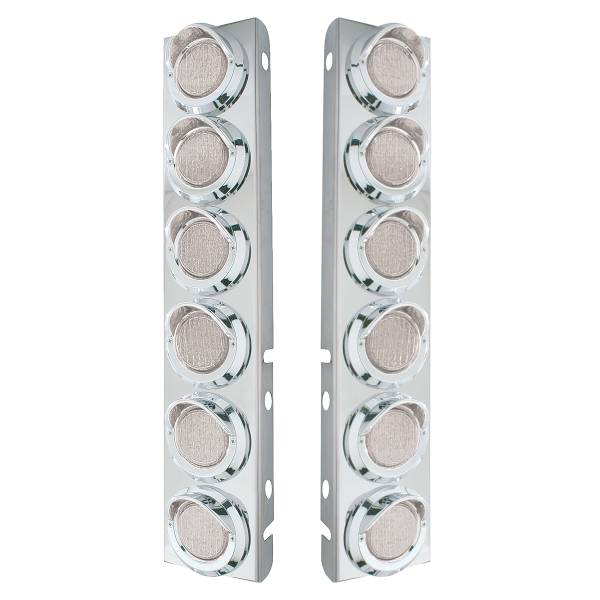 UNITED PACIFIC - UNITED PACIFIC - 33609 - SOPORTE DEL FILTRO DE AIRE DELANTERO DE ACERO INOXIDABLE CON 12X 9 LUCES LED DE 2" Y VISORES PARA LENTES LED/CLARAS PETERBILT-AMBER