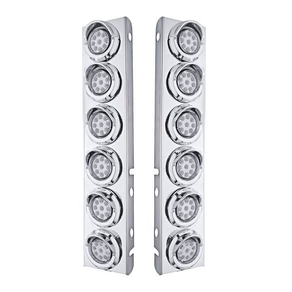 UNITED PACIFIC - UNITED PACIFIC - 33611 - SOPORTE DEL FILTRO DE AIRE DELANTERO DE ACERO INOXIDABLE CON 12X 9 LED LUCES REFLECTORAS DE 2" Y VISORES PARA LENTES LED/CLARAS PETERBILT-AMBER