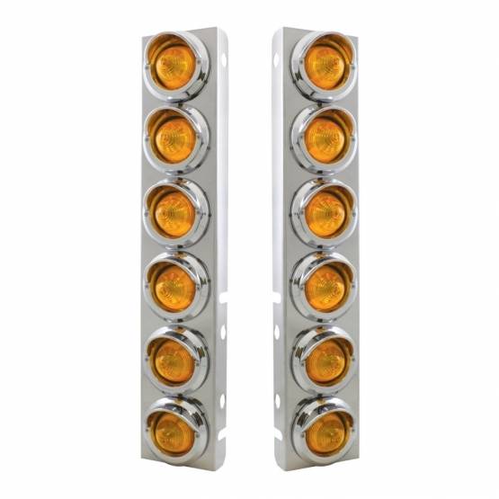 UNITED PACIFIC - UNITED PACIFIC - 33614 - SOPORTE DEL FILTRO DE AIRE DELANTERO DE ACERO INOXIDABLE CON 12X 9 LED LUCES DE COLMENA DE 2" Y VISORES PARA LED Y LENTES PETERBILT-AMBER