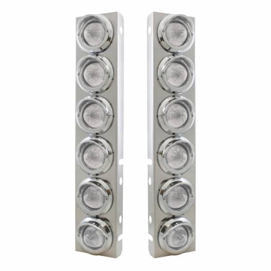 UNITED PACIFIC - UNITED PACIFIC - 33615 - SOPORTE DEL FILTRO DE AIRE DELANTERO DE ACERO INOXIDABLE CON 12X 9 LED LUCES DE COLMENA DE 2" Y VISORES PARA LENTES LED/CLARAS PETERBILT-AMBER
