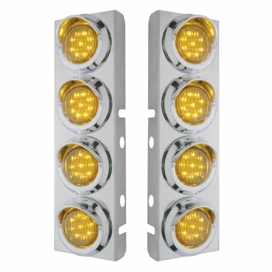 UNITED PACIFIC - UNITED PACIFIC - 33616 - SOPORTE DEL FILTRO DE AIRE DELANTERO DE ACERO INOXIDABLE CON LUCES Y VISORES DE 8X 9 LED DE 2" PARA LED Y LENTES PETERBILT-AMBER