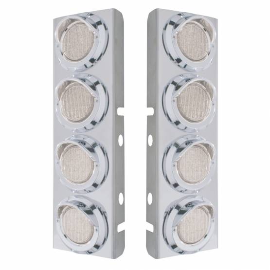 UNITED PACIFIC - UNITED PACIFIC - 33617 - SOPORTE DEL FILTRO DE AIRE DELANTERO DE ACERO INOXIDABLE CON LUCES Y VISORES DE 8X 9 LED DE 2" PARA PETERBILT-AMBER LED/LENTE TRANSPARENTE