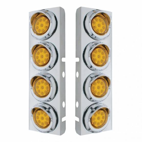 UNITED PACIFIC - UNITED PACIFIC - 33618 - SOPORTE DEL FILTRO DE AIRE DELANTERO SS CON LUCES REFLECTORAS Y VISORES DE 8X 9 LED DE 2" PARA PETERBILT -LED ÁMBAR Y LENTES