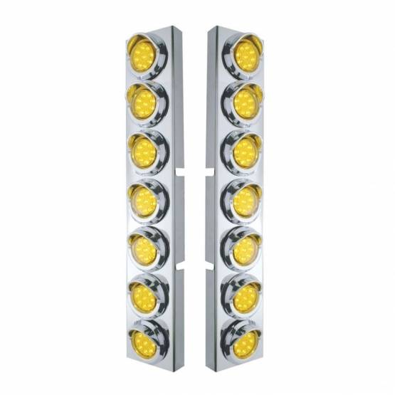UNITED PACIFIC - UNITED PACIFIC - 33624 - SOPORTE DEL FILTRO DE AIRE DELANTERO SS CON 14X 9 LED ÁMBAR BISEL DE LUCES Y VISORES DE 2" PARA CAMIONES KW - LENTE ÁMBAR