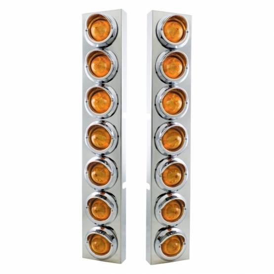 UNITED PACIFIC - UNITED PACIFIC - 33630 - SOPORTE DE FILTRO DE AIRE DELANTERO SS CON 14X 9 LED ÁMBAR 2" LUCES DE COLMENA Y VISORES PARA CAMIONES KW - LENTE ÁMBAR