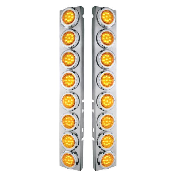 UNITED PACIFIC - UNITED PACIFIC - 33700 - SOPORTE DEL FILTRO DE AIRE FRONTAL DE ACERO INOXIDABLE CON LUCES Y BISELES DE 16X 9 LED DE 2" PARA LED Y LENTES PETERBILT-AMBER