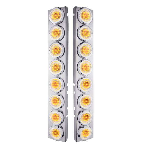 UNITED PACIFIC - UNITED PACIFIC - 33701 - SOPORTE DEL FILTRO DE AIRE FRONTAL DE ACERO INOXIDABLE CON LUCES Y BISELES DE 16X 9 LED DE 2" PARA LENTES LED/TRANSPARENTES PETERBILT-AMBER