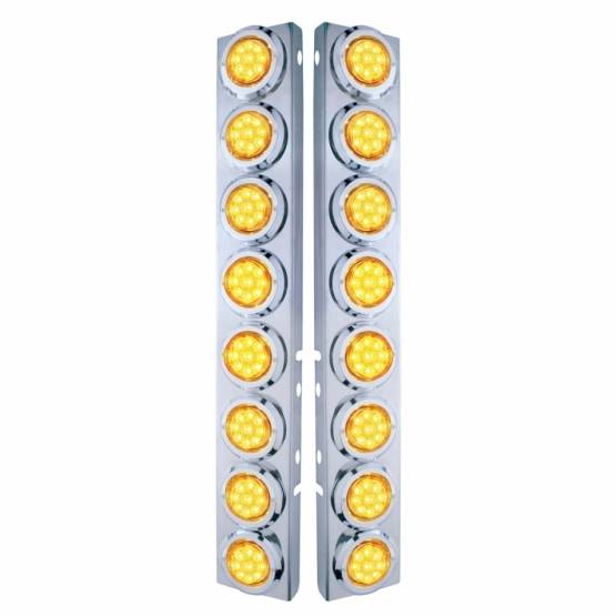 UNITED PACIFIC - UNITED PACIFIC - 33702 - SOPORTE DEL FILTRO DE AIRE DELANTERO DE ACERO INOXIDABLE CON LUCES REFLECTORAS DE 16X 9 LED DE 2" Y BISELES PARA LED Y LENTES PETERBILT-AMBER