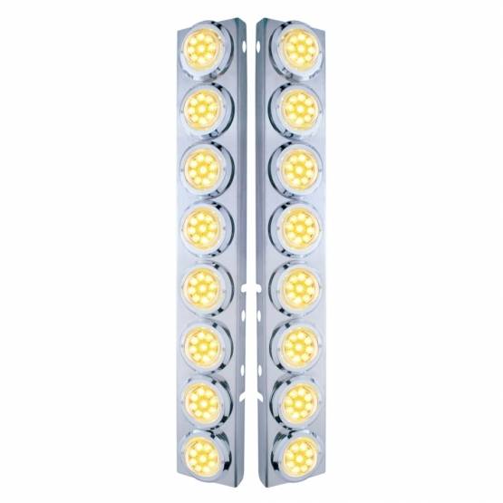 UNITED PACIFIC - UNITED PACIFIC - 33703 - SOPORTE DEL FILTRO DE AIRE DELANTERO DE ACERO INOXIDABLE CON LUCES REFLECTORAS DE 16X 9 LED DE 2" Y BISELES PARA LENTES LED/CLARAS PETERBILT-AMBER