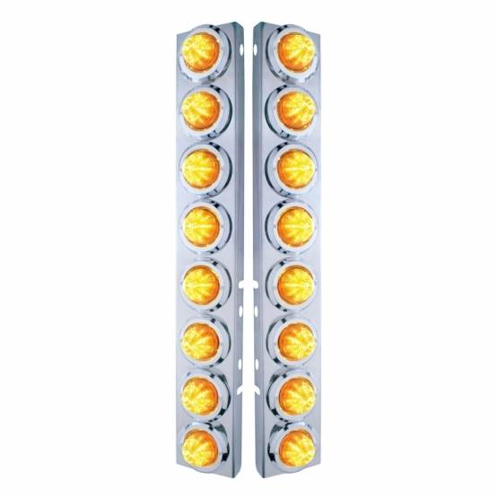 UNITED PACIFIC - UNITED PACIFIC - 33706 - SOPORTE DEL FILTRO DE AIRE DELANTERO DE ACERO INOXIDABLE CON LUCES DE COLMENA DE 16X 9 LED DE 2" Y BISELES PARA LED Y LENTES PETERBILT-AMBER