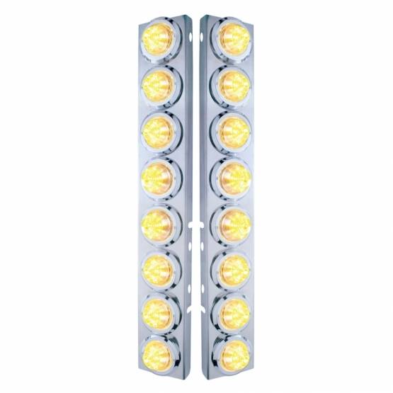 UNITED PACIFIC - UNITED PACIFIC - 33707 - SOPORTE DEL FILTRO DE AIRE FRONTAL DE ACERO INOXIDABLE CON LUCES DE COLMENA DE 16X 9 LED DE 2" Y BISELES PARA LENTES LED/CLARAS PETERBILT-AMBER