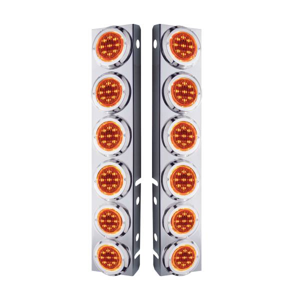 UNITED PACIFIC - UNITED PACIFIC - 33708 - SOPORTE DEL FILTRO DE AIRE FRONTAL DE ACERO INOXIDABLE CON 12X 9 LUCES LED DE 2" Y BISELES PARA LED Y LENTES PETERBILT-AMBER