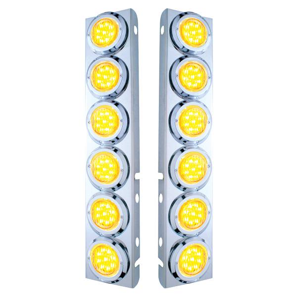 UNITED PACIFIC - UNITED PACIFIC - 33709 - SOPORTE DEL FILTRO DE AIRE FRONTAL DE ACERO INOXIDABLE CON 12X 9 LUCES LED DE 2" Y BISELES PARA LENTES LED/CLARAS PETERBILT-AMBER