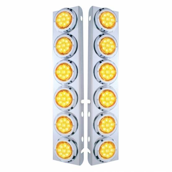 UNITED PACIFIC - UNITED PACIFIC - 33710 - SOPORTE DEL FILTRO DE AIRE DELANTERO DE ACERO INOXIDABLE CON LUCES REFLECTORAS DE 12X 9 LED DE 2" Y BISELES PARA LED Y LENTES PETERBILT-AMBER