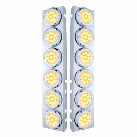 UNITED PACIFIC - UNITED PACIFIC - 33711 - SOPORTE DEL FILTRO DE AIRE FRONTAL DE ACERO INOXIDABLE CON LUCES REFLECTORAS DE 12X 9 LED DE 2" Y BISELES PARA LENTES LED/CLARAS PETERBILT-AMBER