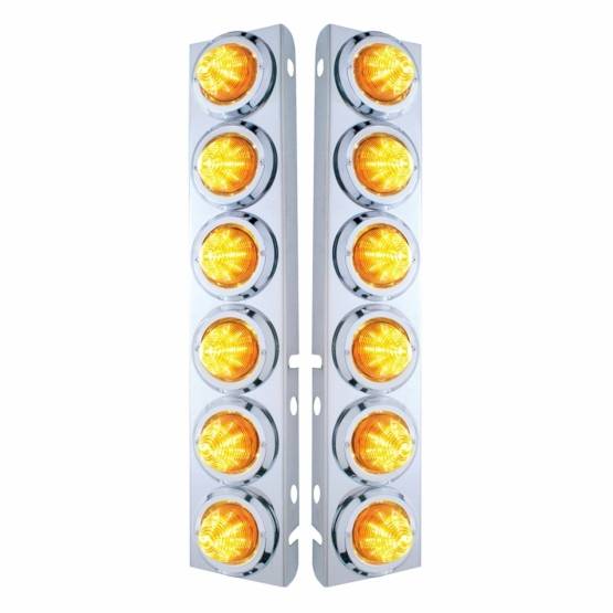 UNITED PACIFIC - UNITED PACIFIC - 33714 - SOPORTE DEL FILTRO DE AIRE FRONTAL DE ACERO INOXIDABLE CON 12X 9 LED LUCES DE COLMENA DE 2" Y BISELES PARA LED Y LENTES PETERBILT-AMBER
