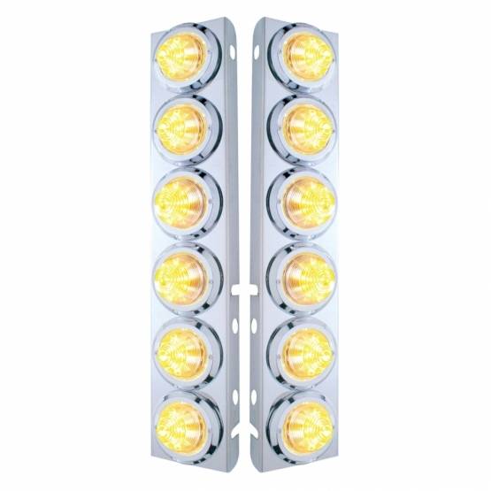 UNITED PACIFIC - UNITED PACIFIC - 33715 - SOPORTE DEL FILTRO DE AIRE FRONTAL DE ACERO INOXIDABLE CON 12X 9 LED LUCES DE COLMENA DE 2" Y BISELES PARA LENTES LED/CLARAS PETERBILT-AMBER
