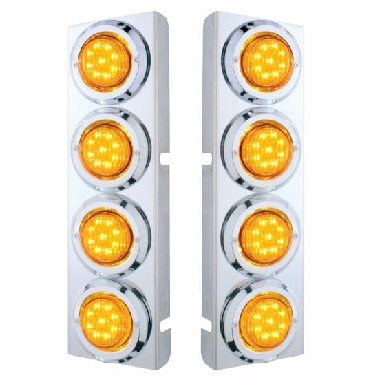 UNITED PACIFIC - UNITED PACIFIC - 33716 - SOPORTE DEL FILTRO DE AIRE FRONTAL DE ACERO INOXIDABLE CON LUCES Y BISELES DE 8X 9 LED DE 2" PARA LED Y LENTES PETERBILT-AMBER