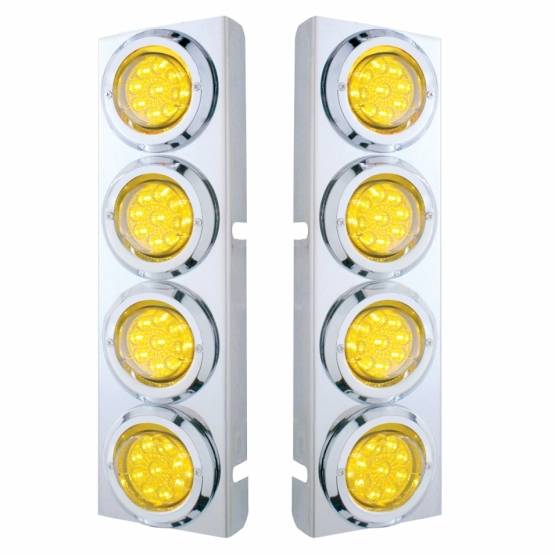 UNITED PACIFIC - UNITED PACIFIC - 33718 - SOPORTE DEL FILTRO DE AIRE DELANTERO SS CON LUCES REFLECTORAS DE 8X 9 LED DE 2" Y BISELES PARA PETERBILT -LED ÁMBAR Y LENTES
