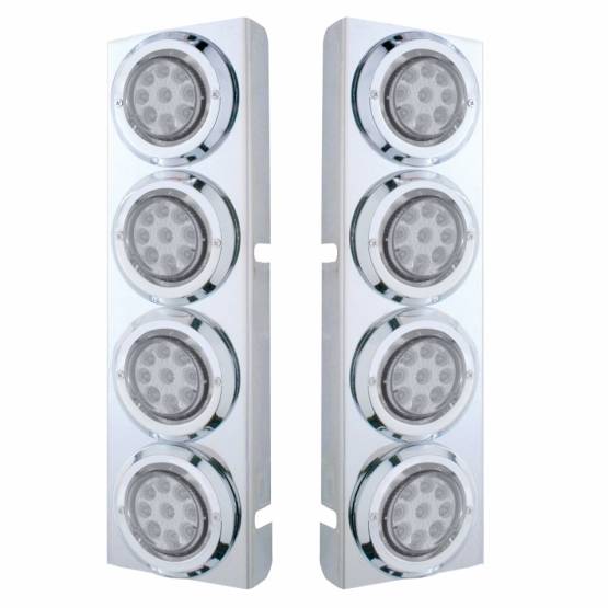 UNITED PACIFIC - UNITED PACIFIC - 33719 - SOPORTE DEL FILTRO DE AIRE DELANTERO SS CON LUCES REFLECTORAS DE 8X 9 LED DE 2" Y BISELES PARA PETERBILT -LED ÁMBAR/LEENTE TRANSPARENTE
