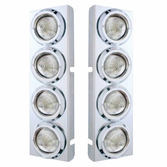 UNITED PACIFIC - UNITED PACIFIC - 33723 - SOPORTE DEL FILTRO DE AIRE FRONTAL DE ACERO INOXIDABLE CON 8X 9 LED LUCES DE COLMENA DE 2" Y BISELES PARA LENTES LED/CLARAS PETERBILT-AMBER