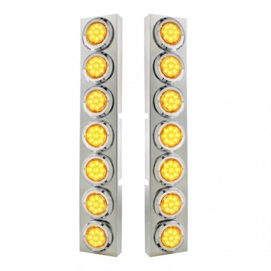 UNITED PACIFIC - UNITED PACIFIC - 33726 - SOPORTE DEL FILTRO DE AIRE DELANTERO SS CON LUCES REFLECTORAS DE 14X 9 LED ÁMBAR DE 2" Y BISEL PARA CAMIONES KW - LENTE ÁMBAR