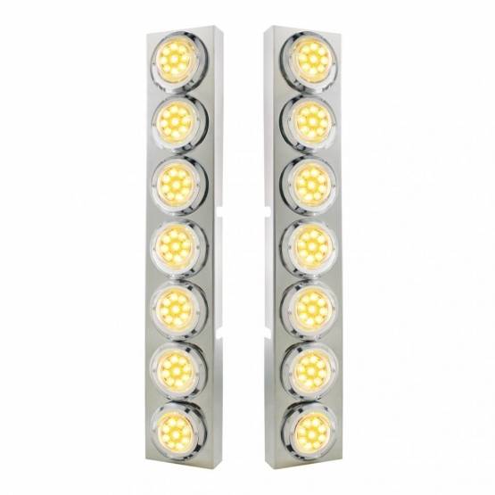UNITED PACIFIC - UNITED PACIFIC - 33727 - SOPORTE DEL FILTRO DE AIRE DELANTERO SS CON LUCES REFLECTORAS DE 14X 9 LED ÁMBAR DE 2" Y BISEL PARA CAMIONES KW - LENTE TRANSPARENTE