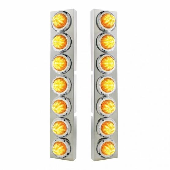 UNITED PACIFIC - UNITED PACIFIC - 33730 - SOPORTE DEL FILTRO DE AIRE DELANTERO SS CON 14X 9 LED ÁMBAR 2" LUCES DE COLMENA Y BISELES PARA CAMIONES KW - LENTE ÁMBAR