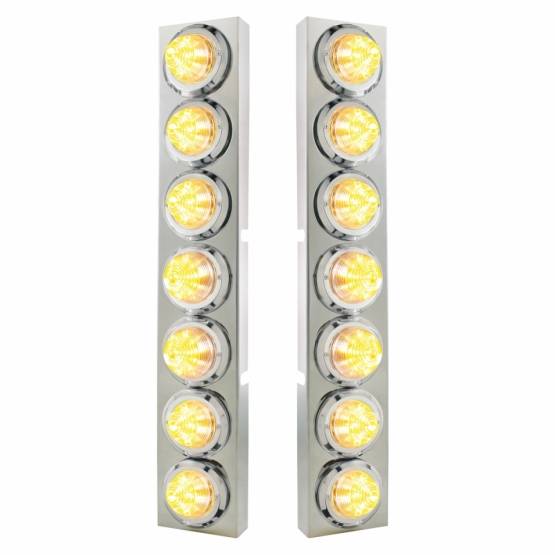 UNITED PACIFIC - UNITED PACIFIC - 33731 - SOPORTE DEL FILTRO DE AIRE DELANTERO SS CON 14X 9 LED ÁMBAR 2" LUCES DE COLMENA Y BISELES PARA CAMIONES KW - LENTE TRANSPARENTE