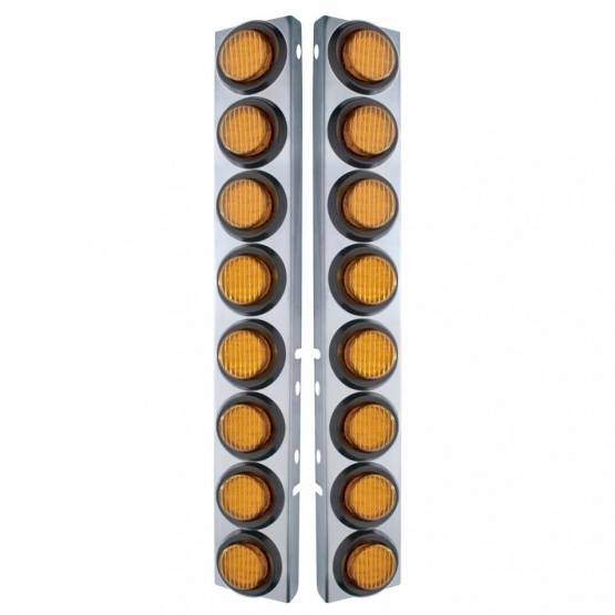 UNITED PACIFIC - UNITED PACIFIC - 33800 - SOPORTE DEL FILTRO DE AIRE FRONTAL DE ACERO INOXIDABLE CON 16X 9 LUCES LED DE 2" PARA LED Y LENTES PETERBILT-AMBER