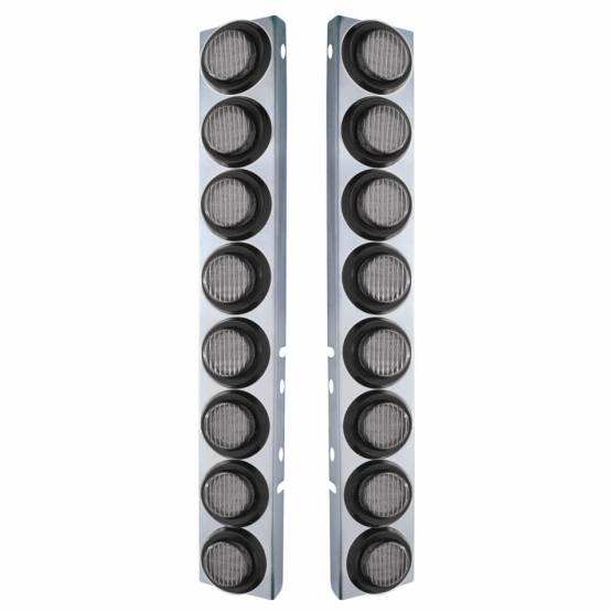 UNITED PACIFIC - UNITED PACIFIC - 33801 - SOPORTE DEL FILTRO DE AIRE FRONTAL DE ACERO INOXIDABLE CON 16X 9 LUCES LED DE 2" PARA LENTES LED/TRANSPARENTES PETERBILT-AMBER