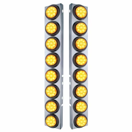 UNITED PACIFIC - UNITED PACIFIC - 33802 - SOPORTE DEL FILTRO DE AIRE DELANTERO DE ACERO INOXIDABLE CON LUCES REFLECTORAS DE 16X 9 LED DE 2" PARA LED Y LENTES PETERBILT-AMBER
