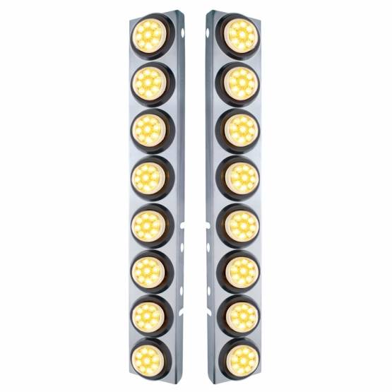 UNITED PACIFIC - UNITED PACIFIC - 33803 - SOPORTE DEL FILTRO DE AIRE DELANTERO DE ACERO INOXIDABLE CON LUCES REFLECTORAS DE 16X 9 LED DE 2" PARA PETERBILT-AMBER LED/LENTE TRANSPARENTE