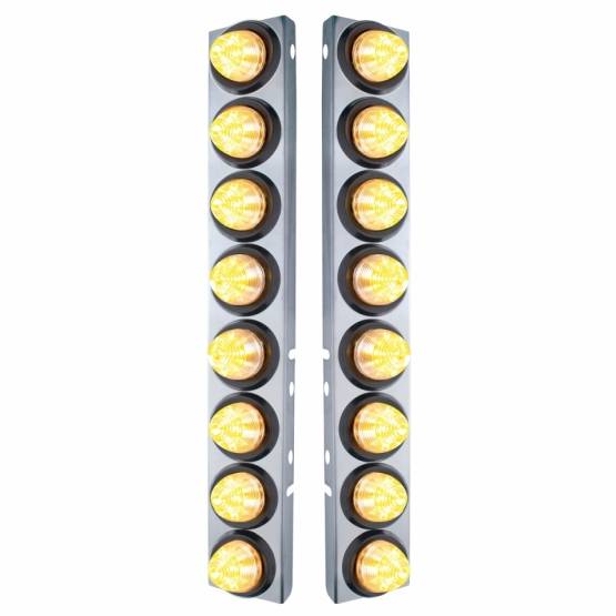 UNITED PACIFIC - UNITED PACIFIC - 33807 - SOPORTE DEL FILTRO DE AIRE DELANTERO DE ACERO INOXIDABLE CON LUCES DE COLMENA DE 16X 9 LED DE 2" PARA PETERBILT -LED ÁMBAR/LENTE TRANSPARENTE