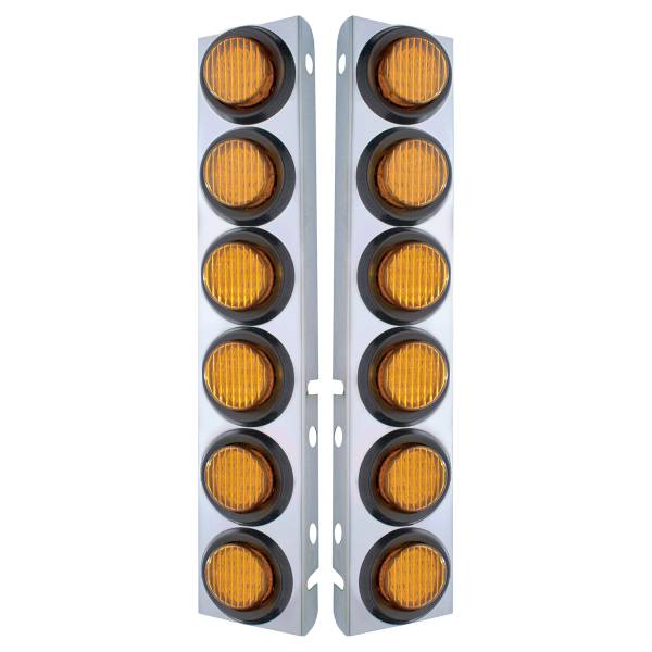UNITED PACIFIC - UNITED PACIFIC - 33808 - SOPORTE DEL FILTRO DE AIRE FRONTAL DE ACERO INOXIDABLE CON 12X 9 LUCES LED DE 2" PARA LED Y LENTES PETERBILT-AMBER