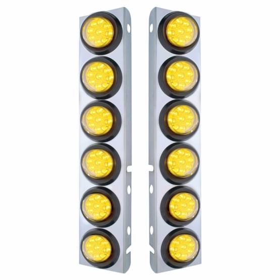 UNITED PACIFIC - UNITED PACIFIC - 33810 - SOPORTE DEL FILTRO DE AIRE DELANTERO DE ACERO INOXIDABLE CON LUCES REFLECTORAS DE 12X 9 LED DE 2" PARA LED Y LENTES PETERBILT-AMBER