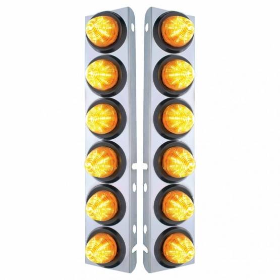 UNITED PACIFIC - UNITED PACIFIC - 33814 - SOPORTE DEL FILTRO DE AIRE DELANTERO DE ACERO INOXIDABLE CON 12X 9 LED LUCES DE COLMENA DE 2" PARA LED Y LENTES PETERBILT-AMBER