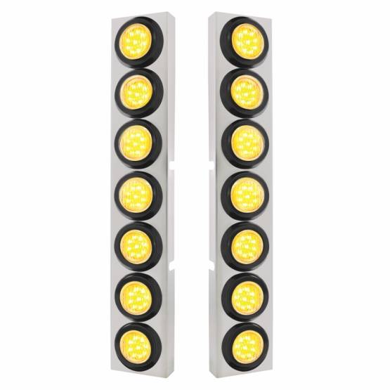 UNITED PACIFIC - UNITED PACIFIC - 33825 - SOPORTE DEL FILTRO DE AIRE DELANTERO SS CON BISEL DE LUCES DE 14X 9 LED DE 2" PARA CAMIONES KW - LED ÁMBAR/LENTE TRANSPARENTE
