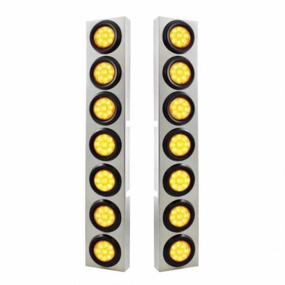 UNITED PACIFIC - UNITED PACIFIC - 33826 - SOPORTE DEL FILTRO DE AIRE DELANTERO SS CON LUCES REFLECTORAS DE 14X 9 LED ÁMBAR DE 2" PARA CAMIONES KW - LENTE ÁMBAR