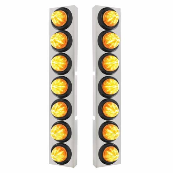 UNITED PACIFIC - UNITED PACIFIC - 33830 - SOPORTE DEL FILTRO DE AIRE DELANTERO SS CON BISEL DE LUCES DE COLMENA DE 14X 9 LED DE 2" PARA CAMIONES KW - LED ÁMBAR Y LENTE