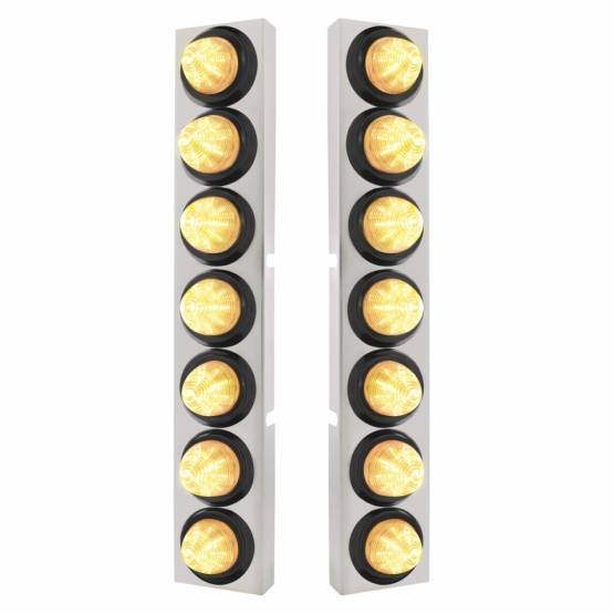 UNITED PACIFIC - UNITED PACIFIC - 33831 - SOPORTE DEL FILTRO DE AIRE DELANTERO SS CON BISEL DE LUCES DE COLMENA DE 14X 9 LED DE 2" PARA CAMIONES KW - LED ÁMBAR/LENTE TRANSPARENTE