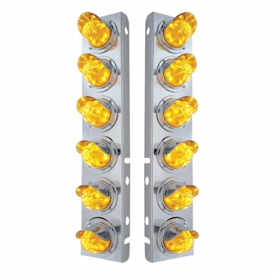UNITED PACIFIC - UNITED PACIFIC - 33914 - SOPORTE DEL FILTRO DE AIRE DELANTERO DE ACERO INOXIDABLE CON 12X 11 LUCES LED DE SANDÍA Y VISORES PARA LED Y LENTES PETERBILT-AMBER
