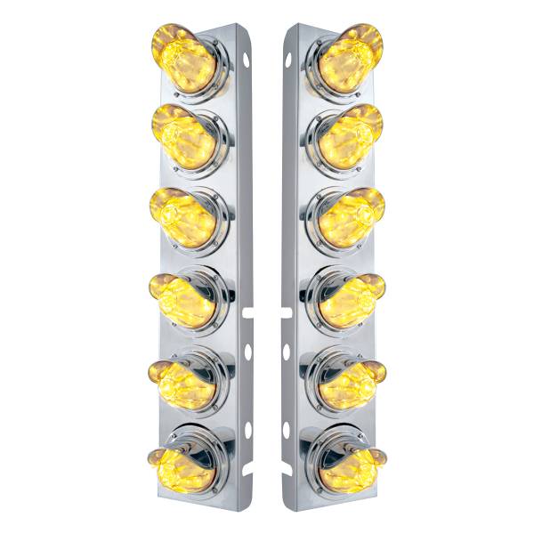 UNITED PACIFIC - UNITED PACIFIC - 33915 - SOPORTE DEL FILTRO DE AIRE FRONTAL DE ACERO INOXIDABLE CON 12X 11 LUCES LED DE SANDÍA Y VISORES PARA LENTES LED/CLARAS PETERBILT-AMBER