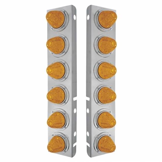 UNITED PACIFIC - UNITED PACIFIC - 33920 - SOPORTE DEL FILTRO DE AIRE FRONTAL DE ACERO INOXIDABLE CON 12X 11 LUCES LED DE SANDÍA Y BISELES PARA LED Y LENTES PETERBILT-AMBER