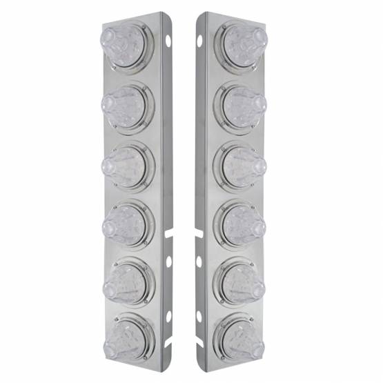 UNITED PACIFIC - UNITED PACIFIC - 33921 - SOPORTE DEL FILTRO DE AIRE FRONTAL DE ACERO INOXIDABLE CON 12X 11 LUCES LED DE SANDÍA Y BISELES PARA LENTES LED/CLARAS PETERBILT-AMBER